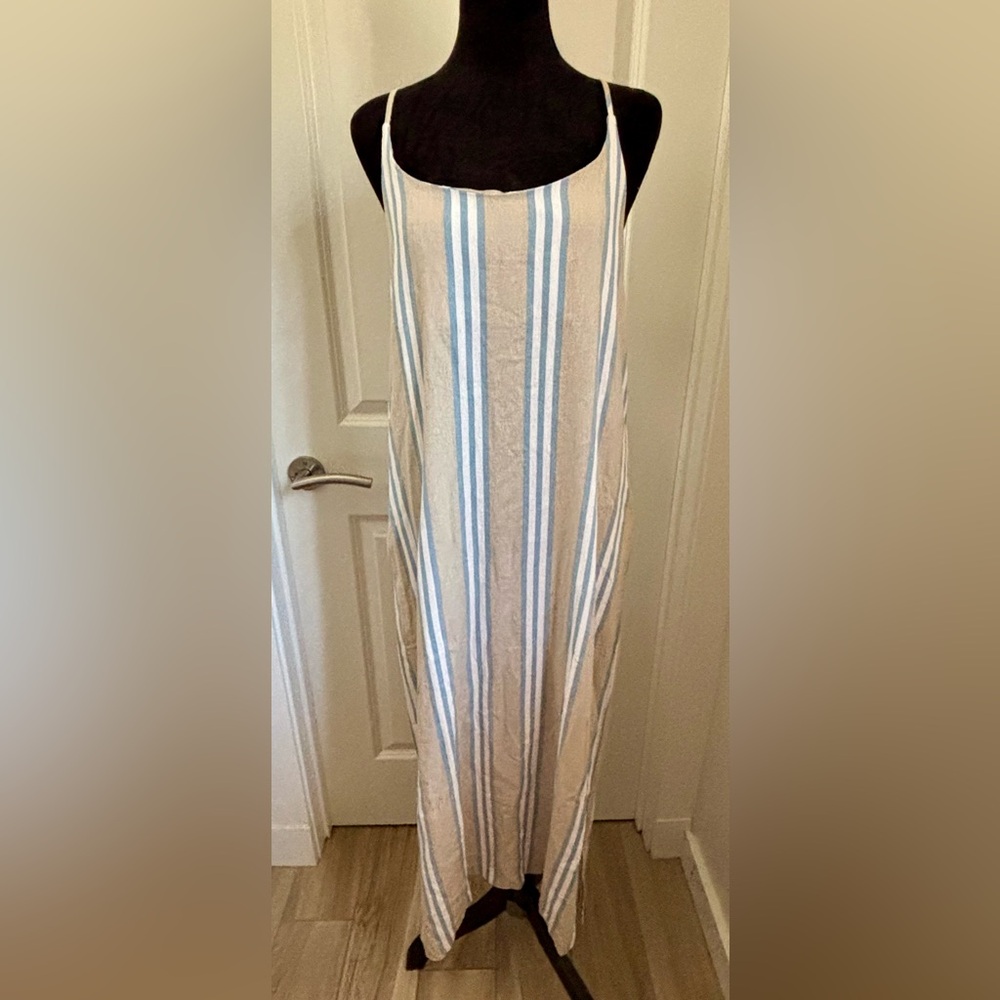 NWOT Academy Striped Linen blend Maxi Dress - S